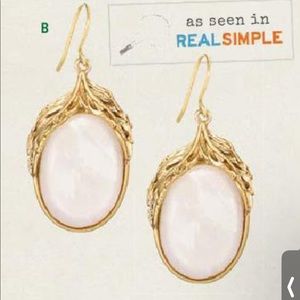 **FOUND** Feather + Cabochon Drop Earrings